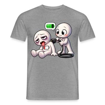 Soziale Batterie leer – Bitte aufladen! - Männer T-Shirt - Graphit meliert - Vorne - AI Model Male 178 light (178cm)