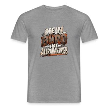 Mein Büro hat Allradantrieb – Baustellen Spruch - Männer T-Shirt - Graphit meliert - Vorne - AI Model Male 178 light (178cm)