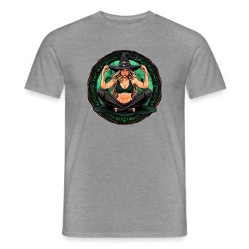 Yoga Hexe Halloween - Männer T-Shirt - Graphit meliert - Vorne - AI Model Male 178 light (178cm)