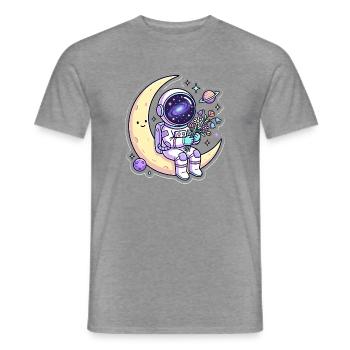 Mondfreund Astronaut mit Blumen - Männer T-Shirt - Graphit meliert - Vorne - AI Model Male 178 light (178cm)