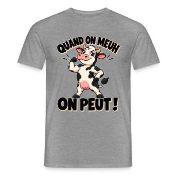 Cartoon Cow: Wenn du muhst, kannst du es - Männer T-Shirt - Graphit meliert - Vorne - AI Model Male 178 light (178cm)