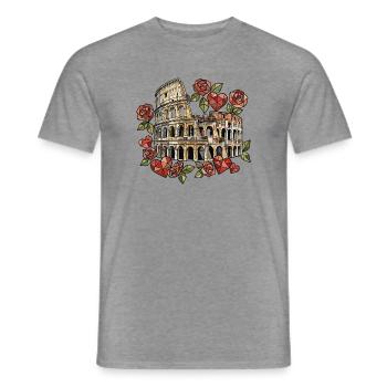 Kolosseum und geometrische Rosen - Männer T-Shirt - Graphit meliert - Vorne - AI Model Male 178 light (178cm)