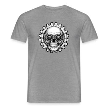 Totenkopf Zahnrad Fliegerbrille Biker T-Shirt - Männer T-Shirt - Graphit meliert - Vorne - AI Model Male 178 light (178cm)
