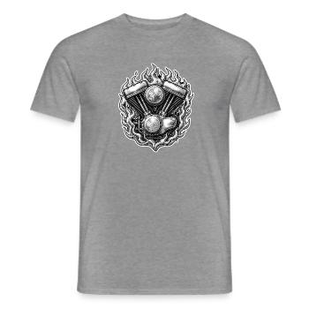 V2 Motor Flammen Vintage Kupferstich Biker Shirt - Männer T-Shirt - Graphit meliert - Vorne - AI Model Male 178 light (178cm)