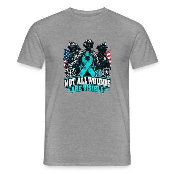 NOT ALL WOUNDS ARE VISIBLE – PTBS Awareness - Männer T-Shirt - Graphit meliert - Vorne - AI Model Male 178 light (178cm)