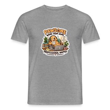 Pawsome Homeoffice Napper - Männer T-Shirt - Graphit meliert - Vorne - AI Model Male 178 light (178cm)