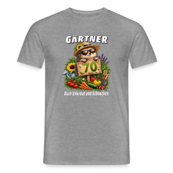 Gärtner 70 Jahre Auch Unkraut und Schnecken - Männer T-Shirt - Graphit meliert - Vorne - AI Model Male 178 light (178cm)