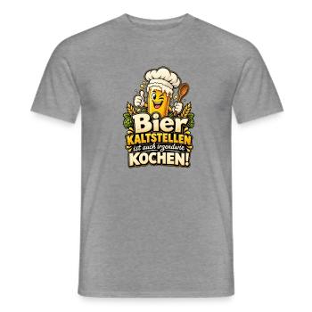 Bier kaltstellen ist auch irgendwie Kochen! - Männer T-Shirt - Graphit meliert - Vorne - AI Model Male 178 light (178cm)