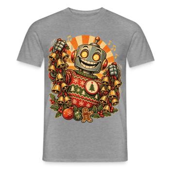 Christmas Roboter-Onkel mit vielen Glocken - Männer T-Shirt - Graphit meliert - Vorne - AI Model Male 178 light (178cm)