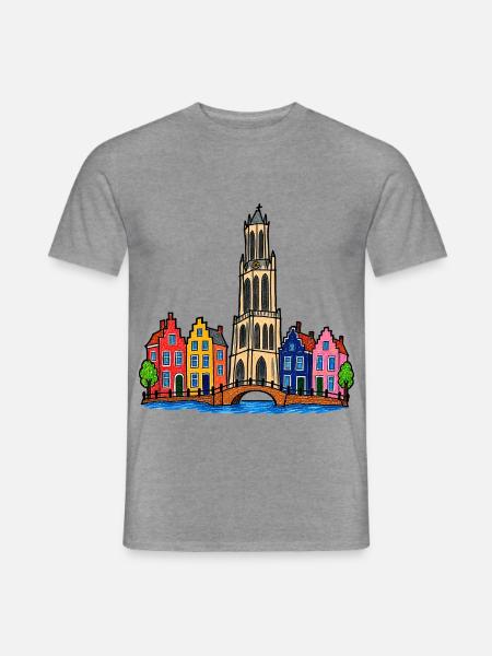 Utrecht Skyline im bunten Wachsmalstil - Männer T-Shirt - Graphit meliert