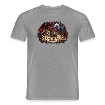 Critical Moments – Drache und Zwanzigerwürfel - Männer T-Shirt - Graphit meliert - Vorne - AI Model Male 178 light (178cm)