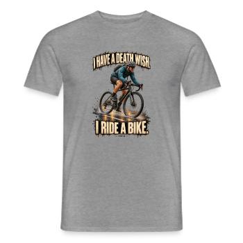 ODDROO – I Ride a Bike - Männer T-Shirt - Graphit meliert - Vorne - AI Model Male 178 light (178cm)