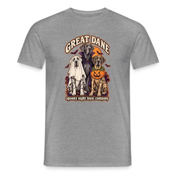 Spooky Night Loyal Company – Deutsche Dogge Halloween - Männer T-Shirt - Graphit meliert - Vorne - AI Model Male 178 light (178cm)