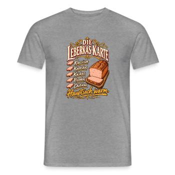 Die Leberkas-Karte Sorten Hauptsach warm - Männer T-Shirt - Graphit meliert - Vorne - AI Model Male 178 light (178cm)