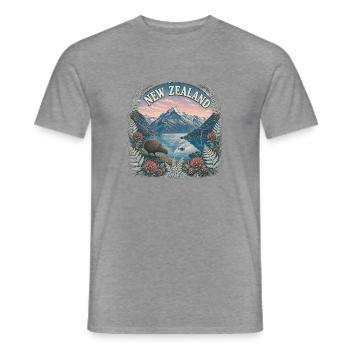 New Zealand – Neuseeland Natur Reise Art - Männer T-Shirt - Graphit meliert - Vorne - AI Model Male 178 light (178cm)