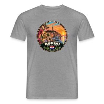 Rovinj Kroatien Hafen Stadt Sonnenuntergang Meer - Männer T-Shirt - Graphit meliert - Vorne - AI Model Male 178 light (178cm)