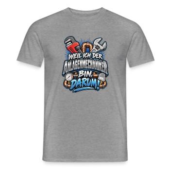 Anlagenmechaniker Spruch Darum stolz - Männer T-Shirt - Graphit meliert - Vorne - AI Model Male 178 light (178cm)