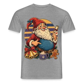 Christmas Schwangerer Wichtel Retro Mama - Männer T-Shirt - Graphit meliert - Vorne - AI Model Male 178 light (178cm)