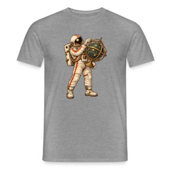 Astronaut mit goldener Himmelskugel - Männer T-Shirt - Graphit meliert - Vorne - AI Model Male 178 light (178cm)