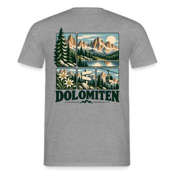 Dolomiten Alpine Adventure - Männer T-Shirt - Graphit meliert - Hinten - AI Model Male 178 light (178cm)