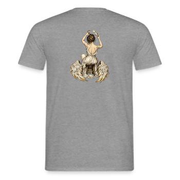 Weiblicher Engel repariert ihren Heiligenschein – Flügel in Ruhe - Männer T-Shirt - Graphit meliert - Hinten - AI Model Male 178 light (178cm)