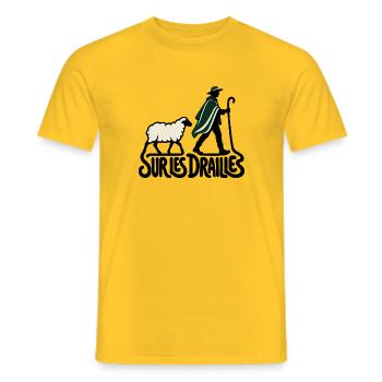 Transhumanz – Auf den Drailles - Männer T-Shirt - Gelb - Vorne - AI Model Male 178 dark (178cm)