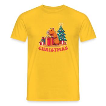 Capy Christmas Tiere süße Wasserschwein Christmas - Männer T-Shirt - Gelb - Vorne - AI Model Male 178 dark (178cm)