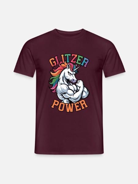 Glitzer Power Einhorn - Männer T-Shirt - Ziegelrot