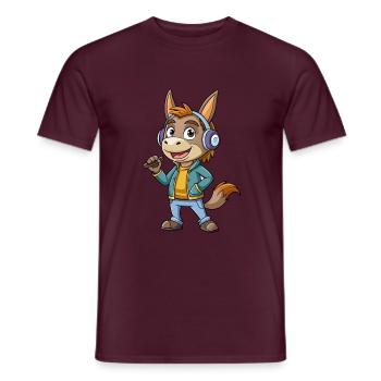 Esel Lustige Cartoon Figur Kopfhörer Musik - Männer T-Shirt - Ziegelrot - Vorne - AI Model Male 178 light (178cm)