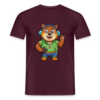 Bär Lustige Zeichentrickfigur Kopfhörer Musik - Männer T-Shirt - Ziegelrot - Vorne - AI Model Male 178 light (178cm)