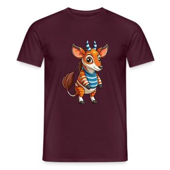 Okapi Funny Cartoon Character Musique de casque - T-shirt homme - rouge brique - Devant - AI Model Male 178 light (178cm)