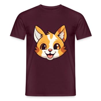 Pixie Bob Katze Cartoon Aquarell Illustration - Männer T-Shirt - Ziegelrot - Vorne - AI Model Male 178 light (178cm)
