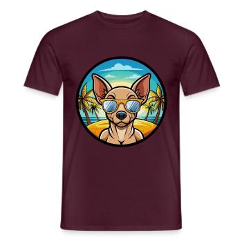 Mexikanische haarlose Hunderasse Cartoon Sonnenbrille Strand - Männer T-Shirt - Ziegelrot - Vorne - AI Model Male 178 light (178cm)