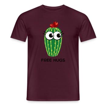 Câlins gratuits Cactus - T-shirt homme - rouge brique - Devant - AI Model Male 178 light (178cm)