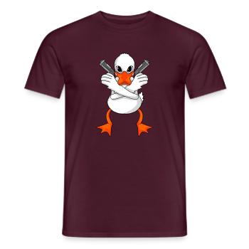 Ente mit Pistole - Männer T-Shirt - Ziegelrot - Vorne - AI Model Male 178 light (178cm)