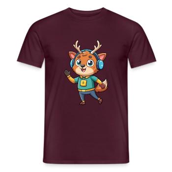 Hirsch Lustige Cartoon Figur Kopfhörer Musik - Männer T-Shirt - Ziegelrot - Vorne - AI Model Male 178 light (178cm)