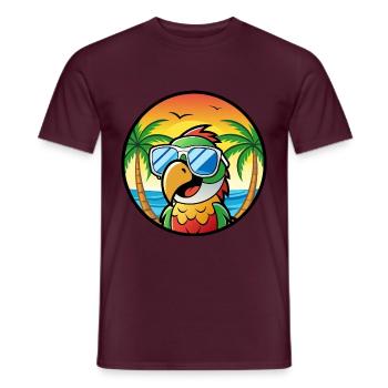 Perroquet Drôle Dessin Animé Plage Été Lunettes De Soleil Cool - T-shirt homme - rouge brique - Devant - AI Model Male 178 light (178cm)