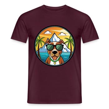 Mountain Cur Hund Rasse Cartoon Sonnenbrille Strand - Männer T-Shirt - Ziegelrot - Vorne - AI Model Male 178 light (178cm)