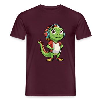 Leguan Lustige Zeichentrickfigur Kopfhörer Musik - Männer T-Shirt - Ziegelrot - Vorne - AI Model Male 178 light (178cm)