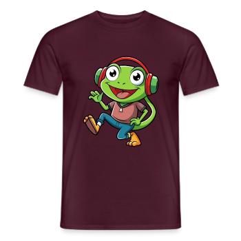 Frosch Lustige Cartoon Figur Kopfhörer Musik - Männer T-Shirt - Ziegelrot - Vorne - AI Model Male 178 light (178cm)