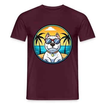 Dogue Argentino Chien Race Dessin Animé Lunettes De Soleil Plage - T-shirt homme - rouge brique - Devant - AI Model Male 178 light (178cm)