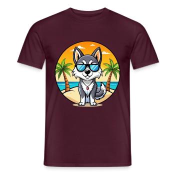 Alaskan Klee Kai Dog Breed Cartoon Sunglass Beach - Men's T-Shirt - brick red - Front - AI Model Male 178 light (178cm)