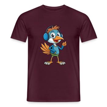 Strauß Lustige Zeichentrickfigur Kopfhörer Musik - Männer T-Shirt - Ziegelrot - Vorne - AI Model Male 178 light (178cm)