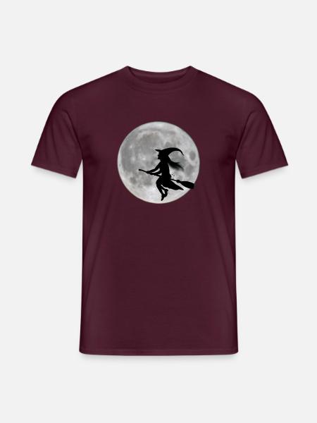 Fliegende Hexe vorm Mond - Männer T-Shirt - Ziegelrot