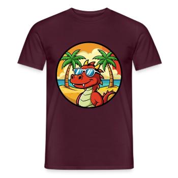 Dragon Funny Cartoon Lunettes de soleil de plage d’été cool - T-shirt homme - rouge brique - Devant - AI Model Male 178 light (178cm)