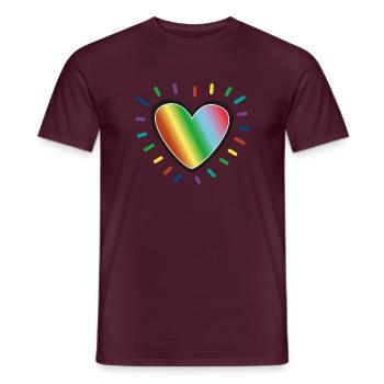 Rainbow Heart Pride Emblem - Men's T-Shirt - brick red - Front - AI Model Male 178 light (178cm)
