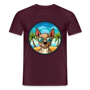 Mexikanische haarlose Hunderasse Cartoon Sonnenbrille Strand - Männer T-Shirt - Ziegelrot - Vorne - AI Model Male 178 light (178cm)