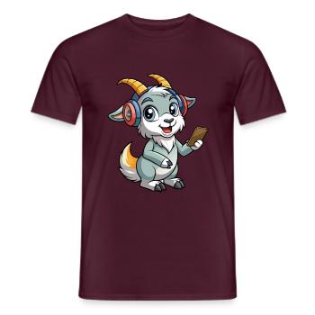 Ziege Lustige Zeichentrickfigur Kopfhörer Musik - Männer T-Shirt - Ziegelrot - Vorne - AI Model Male 178 light (178cm)
