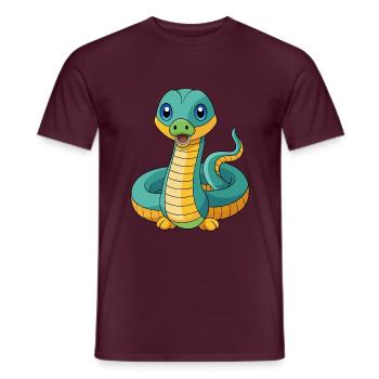 Anaconda Niedliche Maskottchen Zeichentrickfigur Kawaii - Männer T-Shirt - Ziegelrot - Vorne - AI Model Male 178 light (178cm)