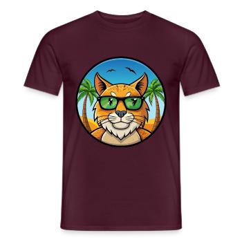 Eurasischer Luchs Katzenrasse Cartoon Sonnenbrille Strand - Männer T-Shirt - Ziegelrot - Vorne - AI Model Male 178 light (178cm)